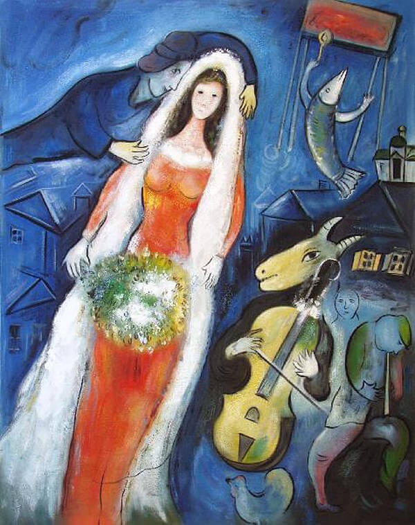마르크 샤갈, 「신부(The Bride)」, 68x53cm, 1950, 파스텔과 과슈
