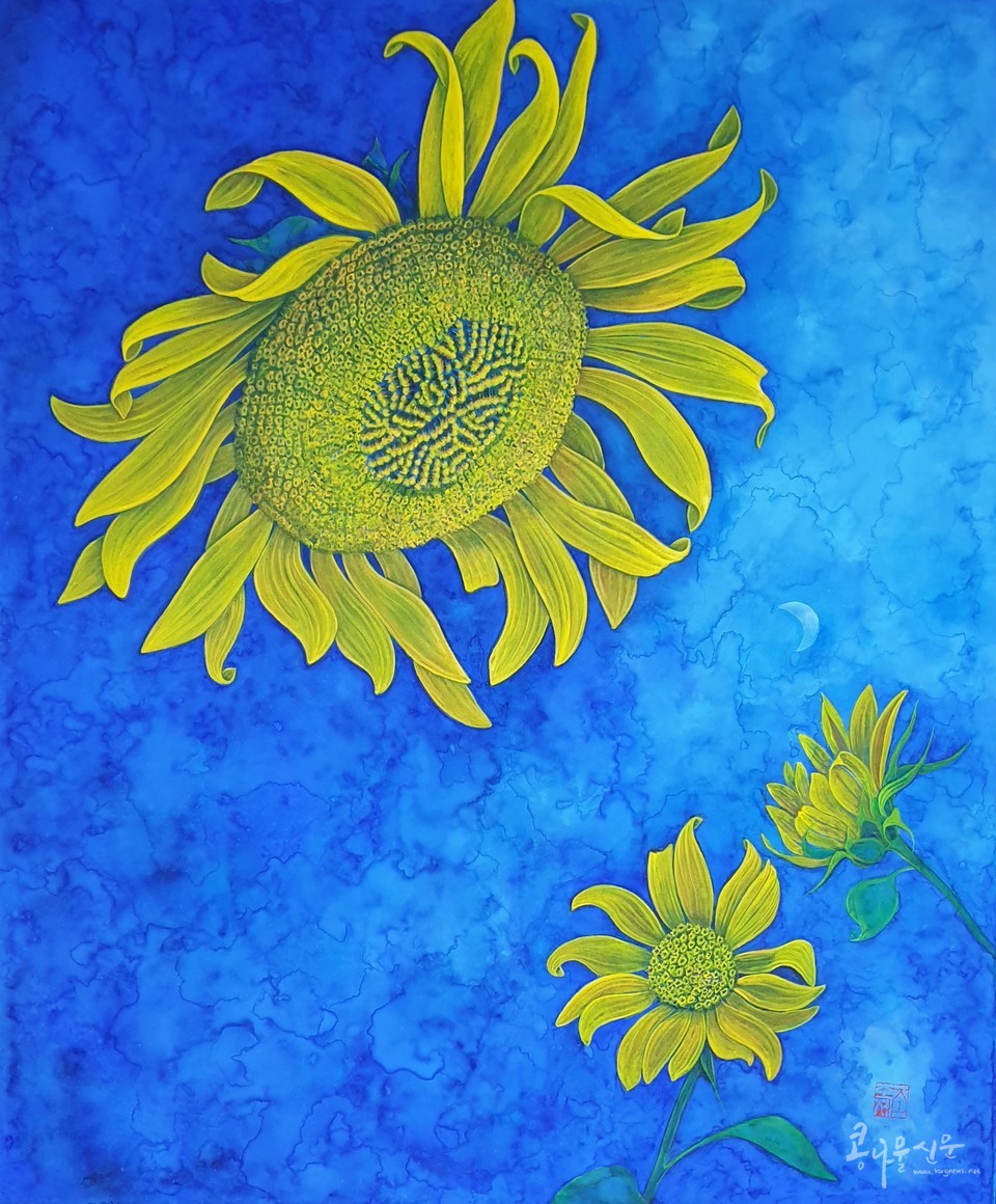 조춘제 作 「꽃이 나에게 말을 걸었다」, 60.6×72.7, 장지에 분채, 2020.