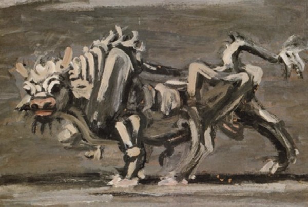 이중섭, '흰소', 1954, 30x41.7cm. 홍익대학교박물관