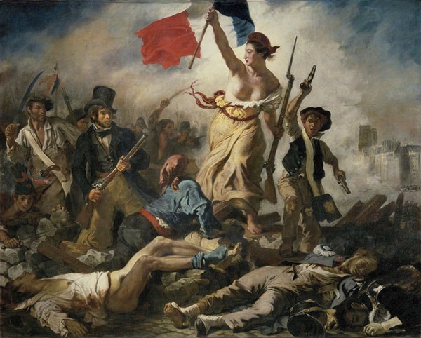 외젠 들라크루아, 「민중을 이끄는 자유의 여신, 1830년 7월 28일」, 1830년, 캔버스에 유채, 260x325cm, 루브르 박물관