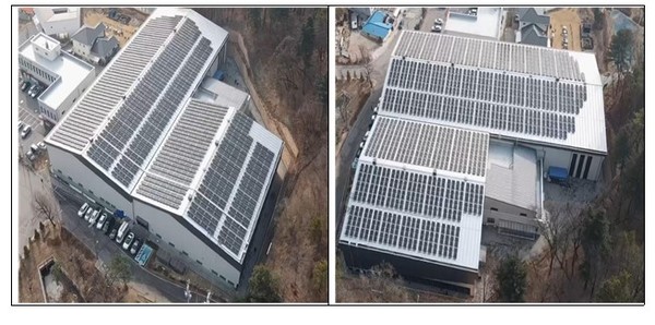의정부 호원실내테니스장 옥상에 설치된 부천시민햇빛발전협동조합 3호기